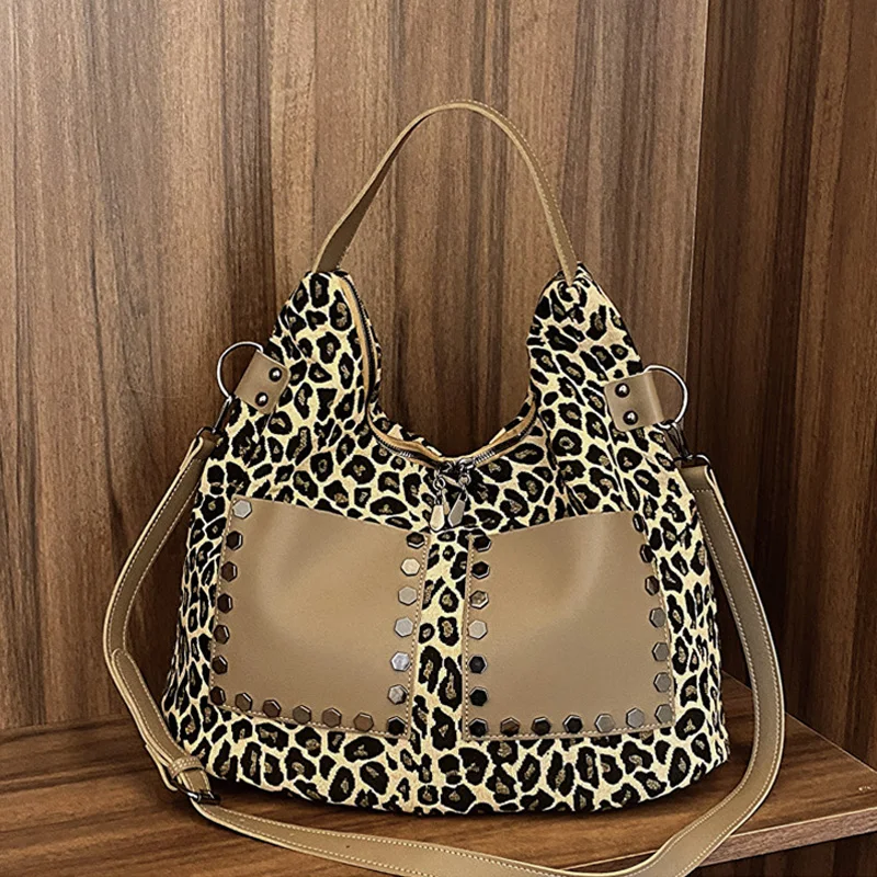 Cheetah Handbags for Women, Fashion Grunge Shoulder Sling Purse Classy Leopard Print Purse Ladies Handbag