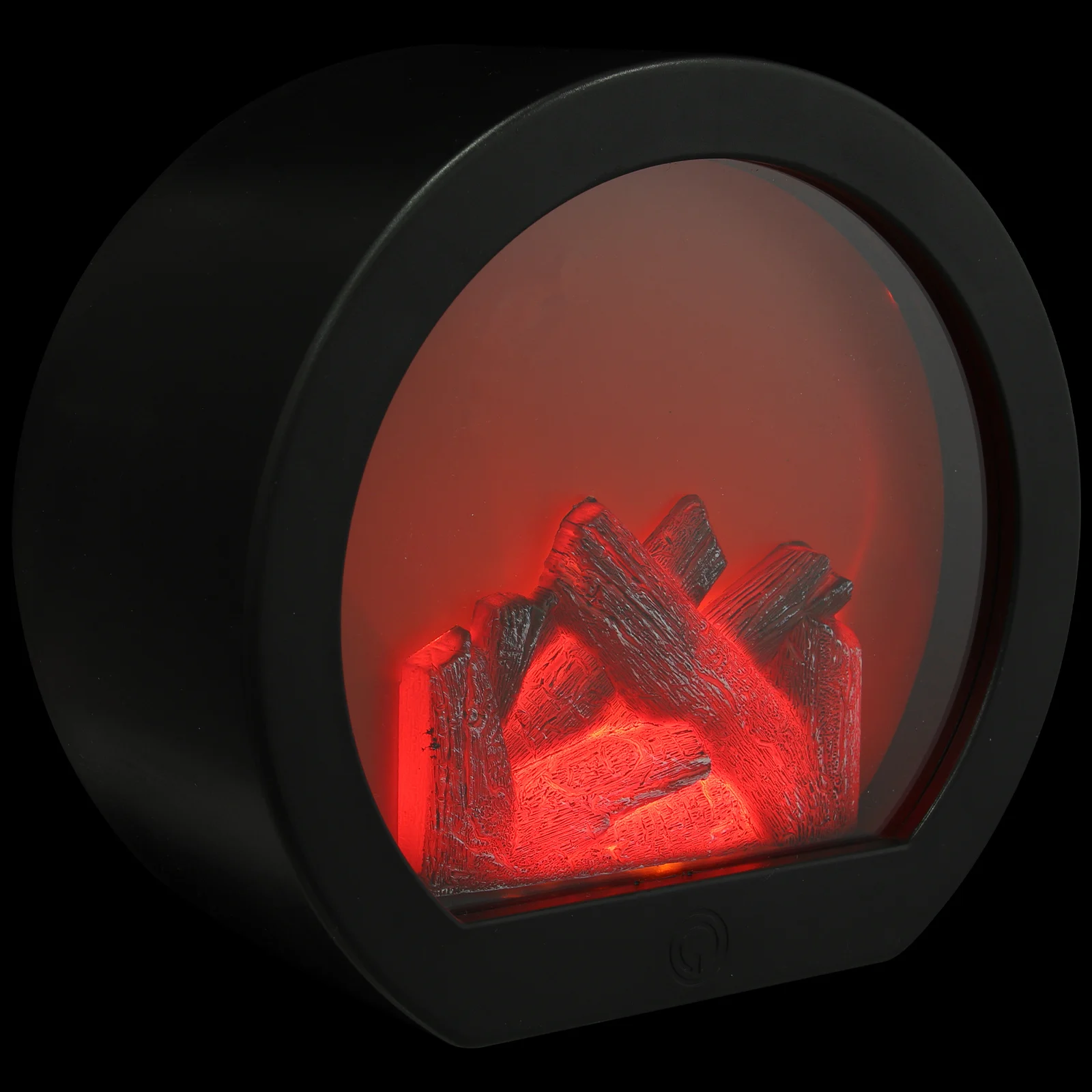 

Simulated Flame Fireplace Lamp Black Decorative Lamp Round Retro USB Table Light for Table Light Home Party Gifts
