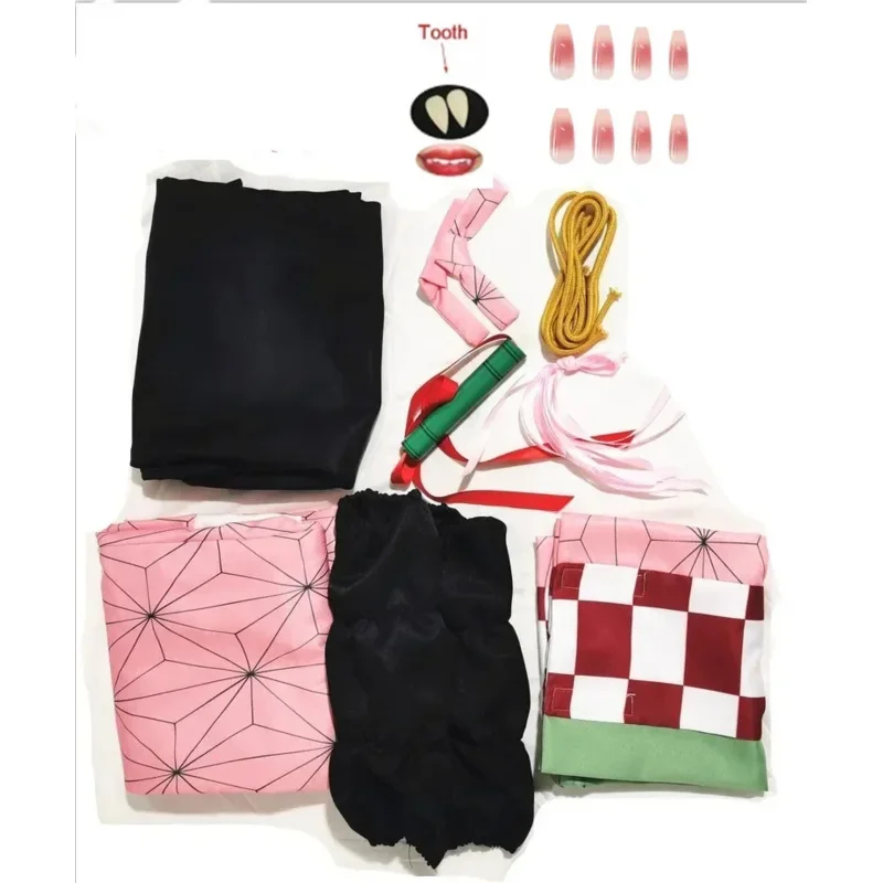 Kamado nezuko cosplay traje anime quimono kimetsu não yaiba kamado nezuko traje peruca uniforme hallween feminino crianças