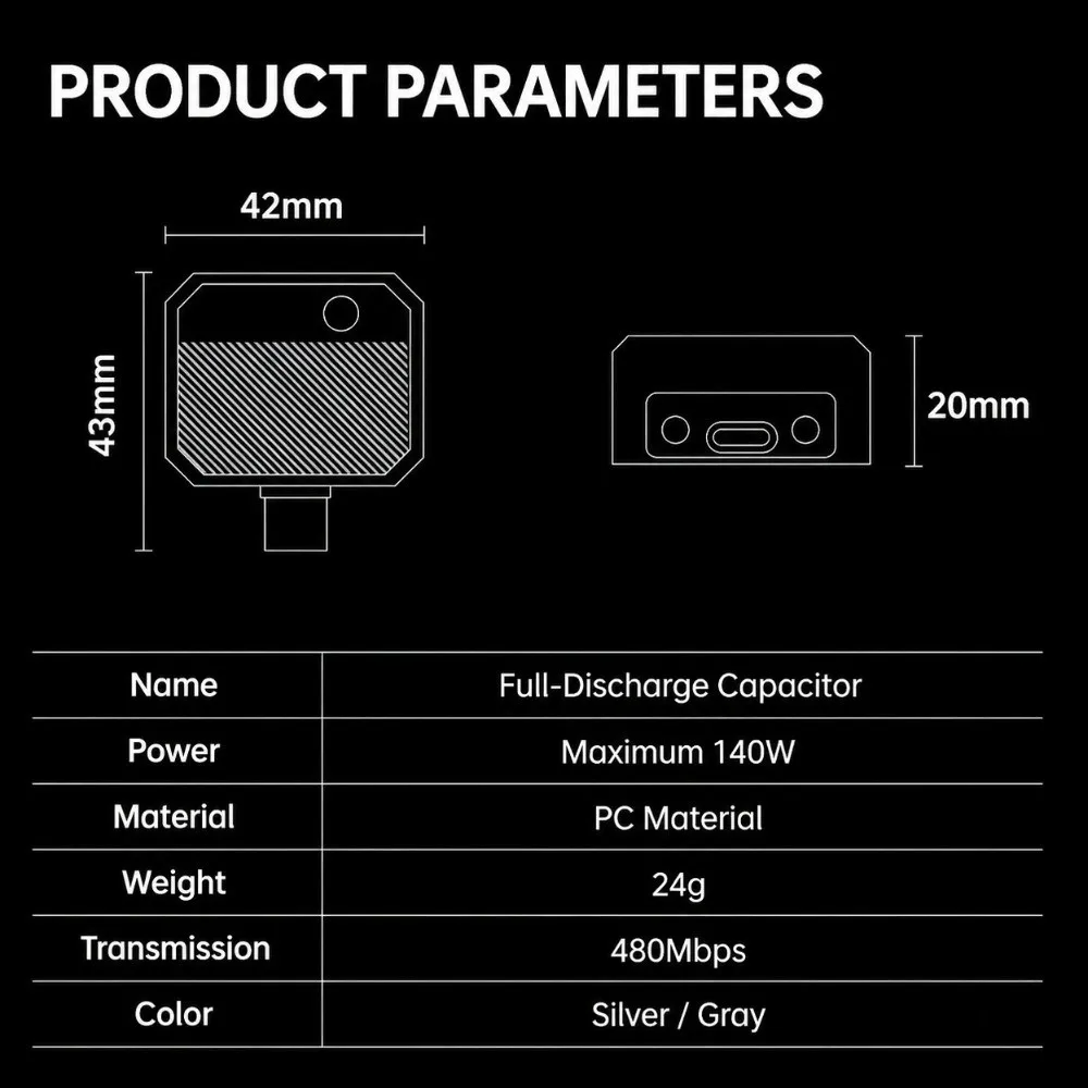 Auto Ejection USB-C Auto Disconnect Adapter Full Charge Detection 140W PD3.1 Automatic Charging Ejector LED Indicator 480Mbps