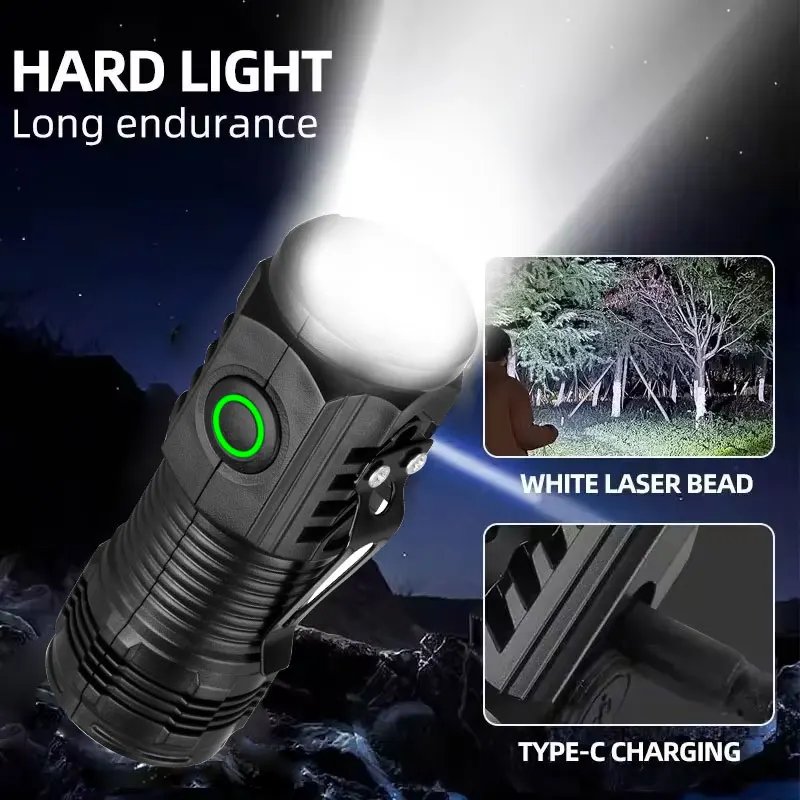 Nowa ultra mocna latarka 3-rdzeniowa LED Mini latarka taktyczna Akumulatorowa latarka LED o dużej mocy Metalowy klips na długopis Lampa ręczna