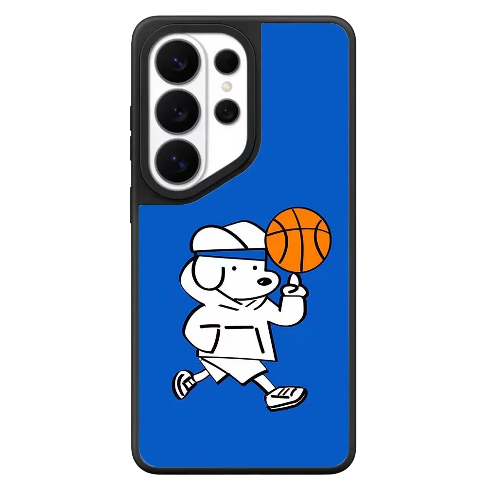 Cartoon Basketball Dog Mirror Magnetic Case: Compatible with Samsung Galaxy S23 U S24U S25 S26 Ultra S25+ S26 Plus Shell
