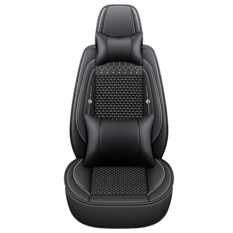 

Ice silk material front single-seat car seat covers, headrest and lumbar support combination, suitable for most car models