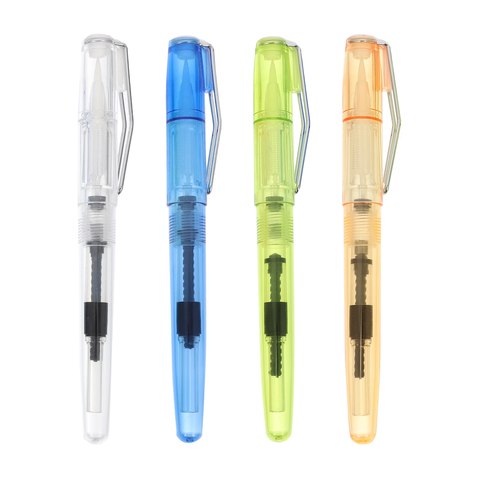 

4pcs Refillable Brush Pen Transparent Body Watercolor Painting Drawing Calligraphy Stroke Writing Nylon Hair Student