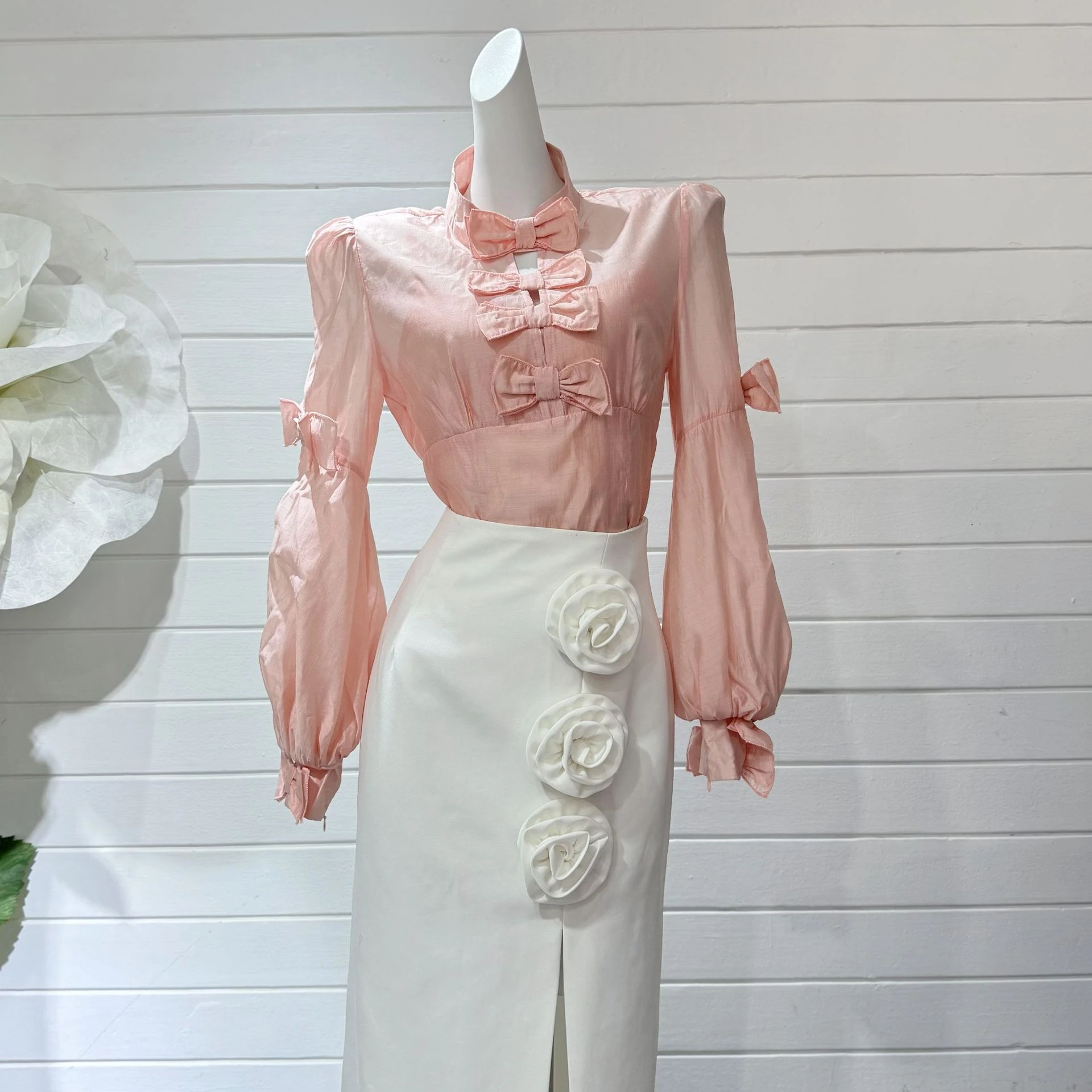 

Женская рубашка Ele Design Bubble Sve с вырезами, длинными рукавами и воротником-стойкой, прямого кроя, полной длины, для повседневной носки, AVLINVA