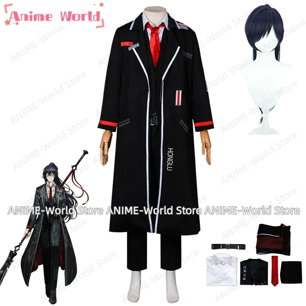 

《Custom Size》Black Uniform Limbus Company Hong Lu Cosplay Anime Costume Uniform Disguise Clothing Halloween Carnival Part Wig
