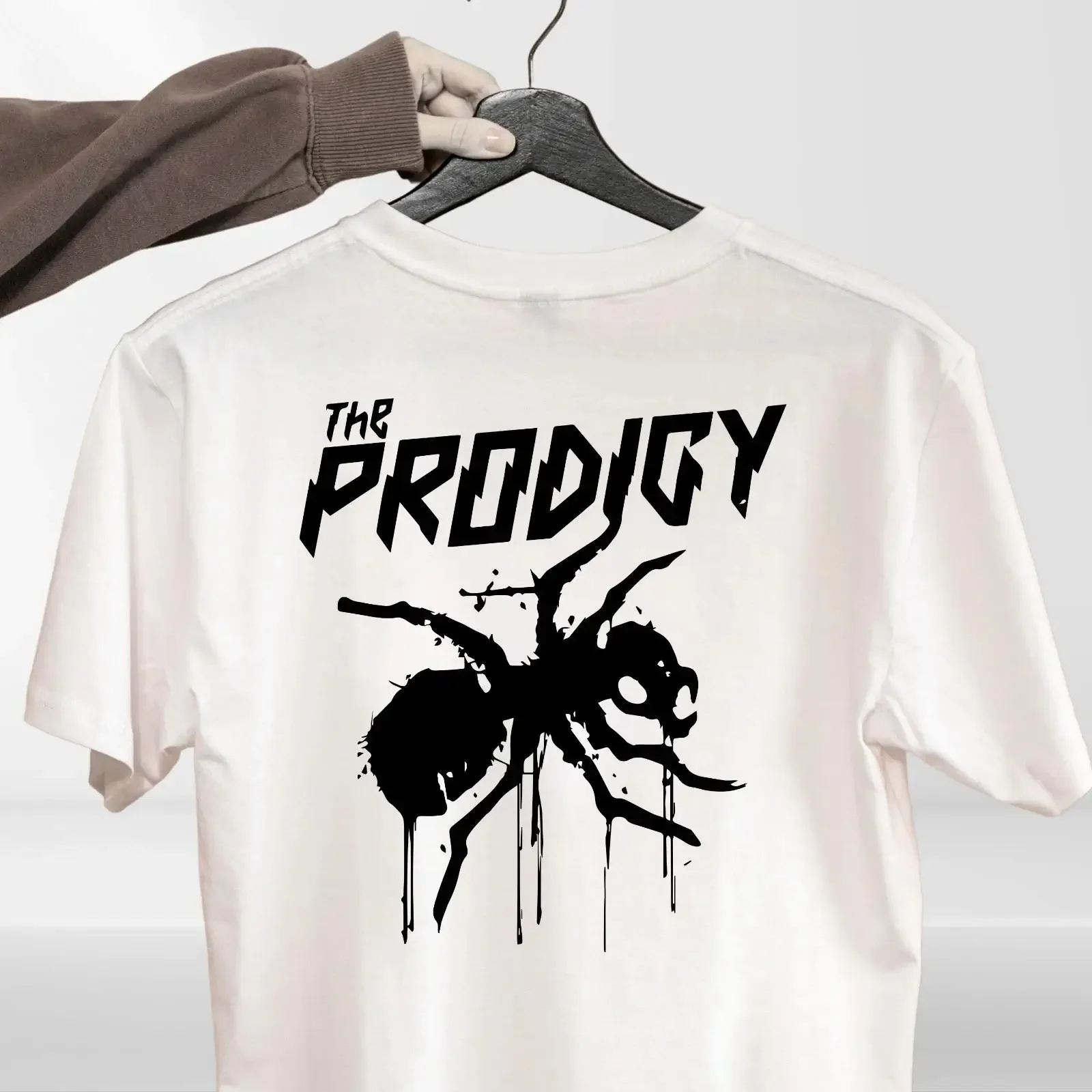 The Prodigy Spider Design On Round Neck  T Shirt vintage Washed Casual homme Stretched Versatile fashion designer clothes