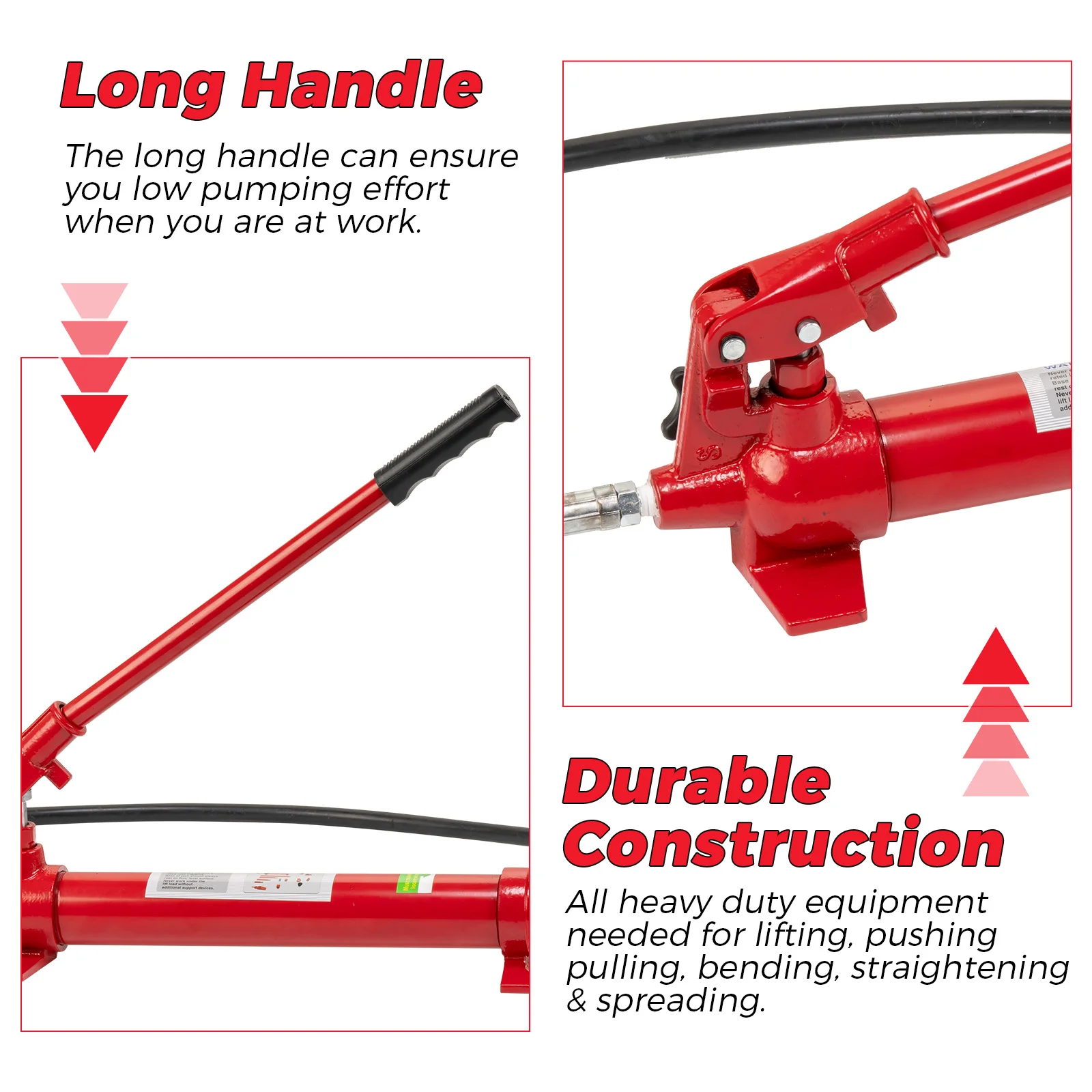 12 Ton Porta Power Kit Portable Hydraulic Jack with 1.4 m Oil Hose Auto Body Frame Repair Kit with Storage Case for Car Repair