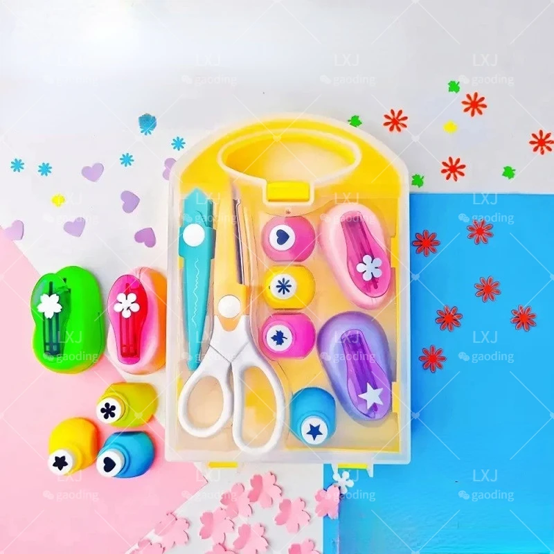 

8pcs Box Creative Hole Punch Set Random Pattern Color Children DIY Scrapbooking Paper Punch For Greeting Card Craft Tools