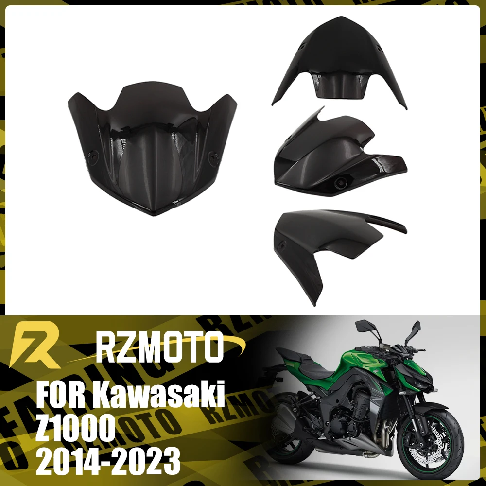 

Motorcycle Accessories Windshield For KAWASAKI Z1000 2014-2023 Front Double Bubble Wind Deflector Windscreen Black Short Version