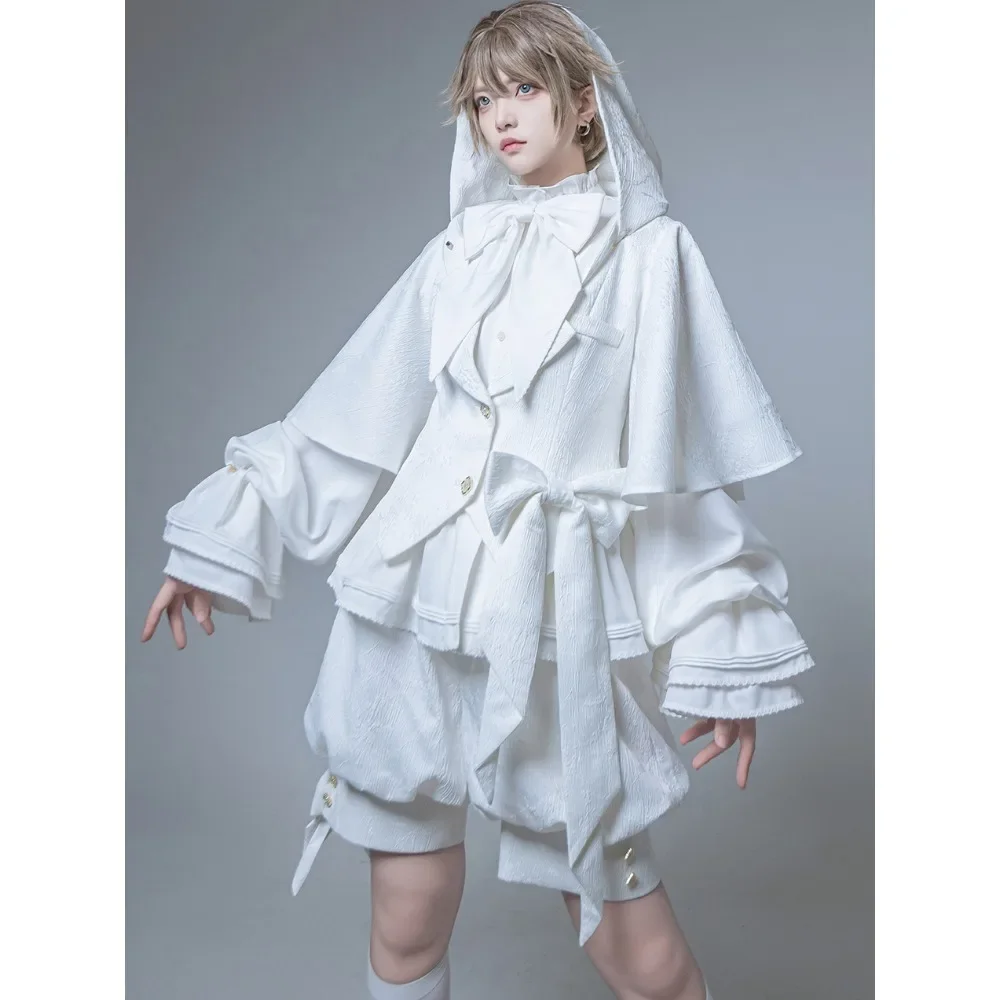 Hunting Rabbit White Moonlight Edition Retro Cool Ouji Lolita Jacket /Short Pants/Trousers Set by Princess Chronicles-Pre-order
