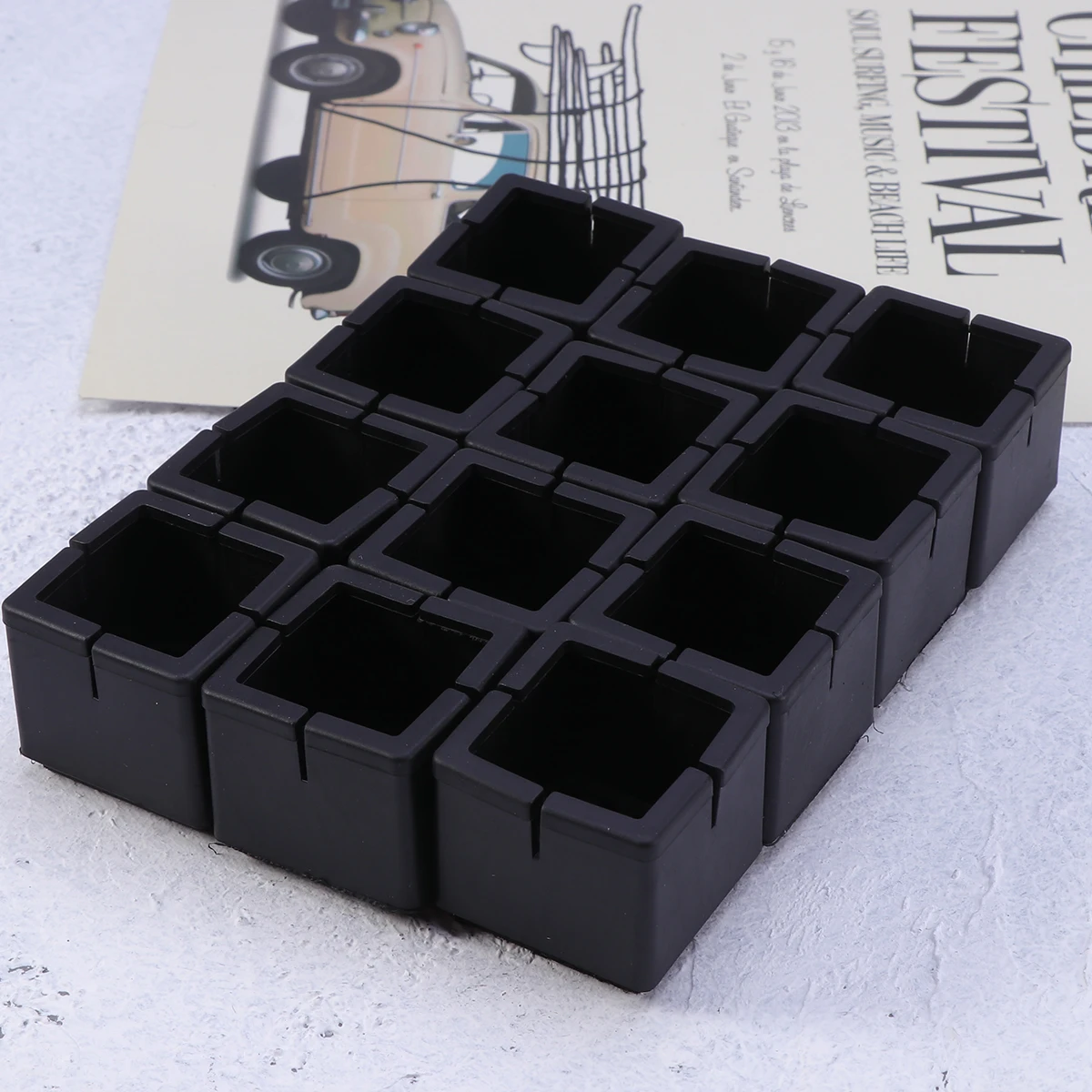 

12 pcs Square Chair Leg Cap Anti Slip Silicone Furniture Protectors No Stick Prevent Scratches Floor Protection