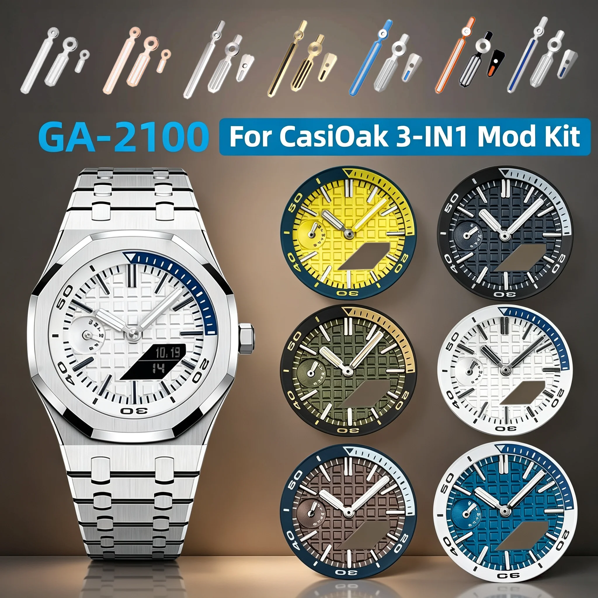 GA2100 DIY Watch Dial MOD kit 3IN1 watch Dial scale Ring Pointer | For Casio GA-2100 2110 2IN1 Modified Chapter Ring Hour Marker