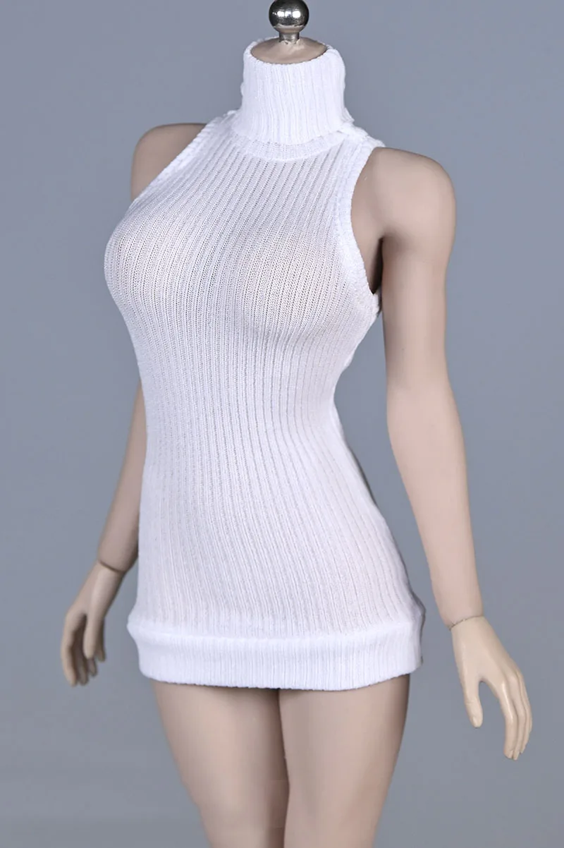 1/6 Scale Female High Collar Sleeveless Sweater Dress Clothes Model Fit 12\'\' PH TBL Soldier Action Figure Body Dolls