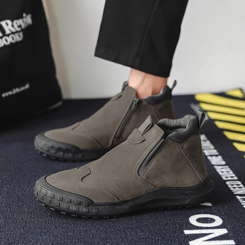 Scarpe da uomo calde in velluto invernale Stivali da neve antiscivolo da esterno Scarpe casual alte Mocassini slip-on Scarpe da ginnastica da passeggio Tênis