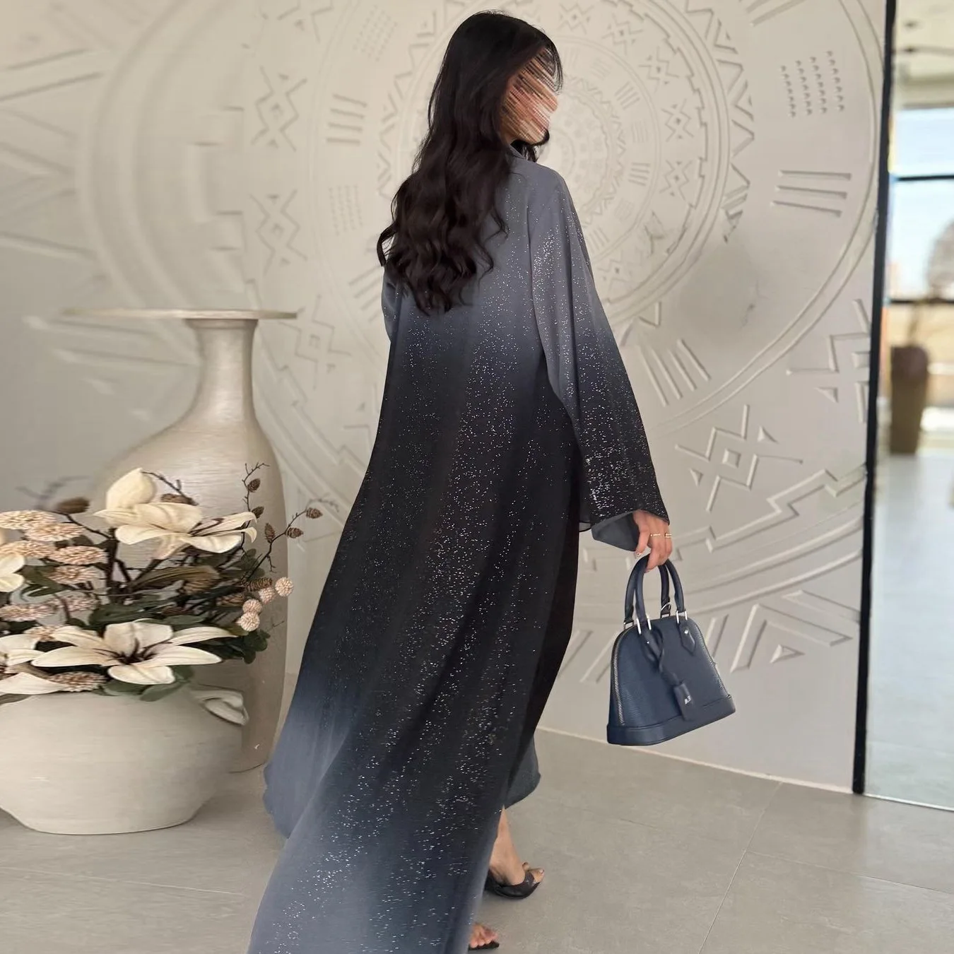 Shiny Abayas for Women Muslim Dress Luxury Dubai Kimono Open Abaya Turkey Kaftan Eid Djellaba Kebaya Caftan Marocain Femme Robe
