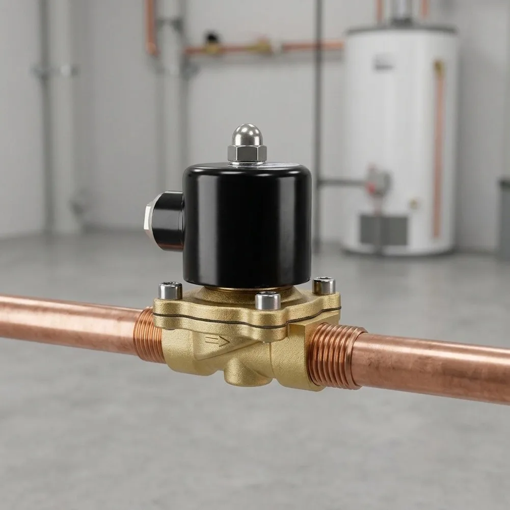 Electric Water Valve Brass Solenoid Valve For Industrial Automation Electromagnetic Performance Copper Coil Design
