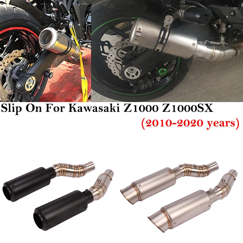 

Slip On Motorcycle Exhaust Escape Left&Right Middle Link Pipe For Kawasaki Z1000 Z1000SX 2010 - 2020 Muffler Removable DB Killer