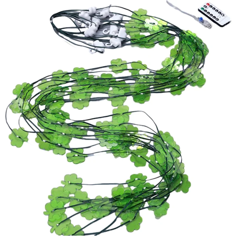 B-Est Shamrock سلسلة أضواء خضراء ST عيد باتريك الأيرلندية شامروك ديكور 8 وضع 3Mx3m 200LED أضواء خرافية شامروك محظوظة سهلة في