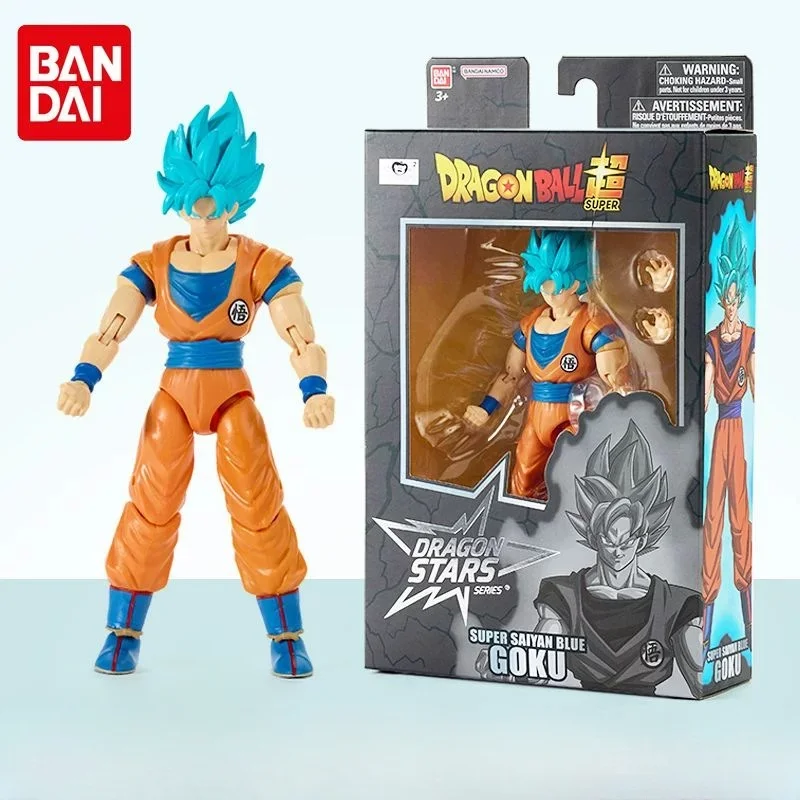 Bandai-figura de acción de Dragon Ball, modelo ensamblado de siete Dragon Ball, pelo azul, Goku, Monkey King, juguete de regalo