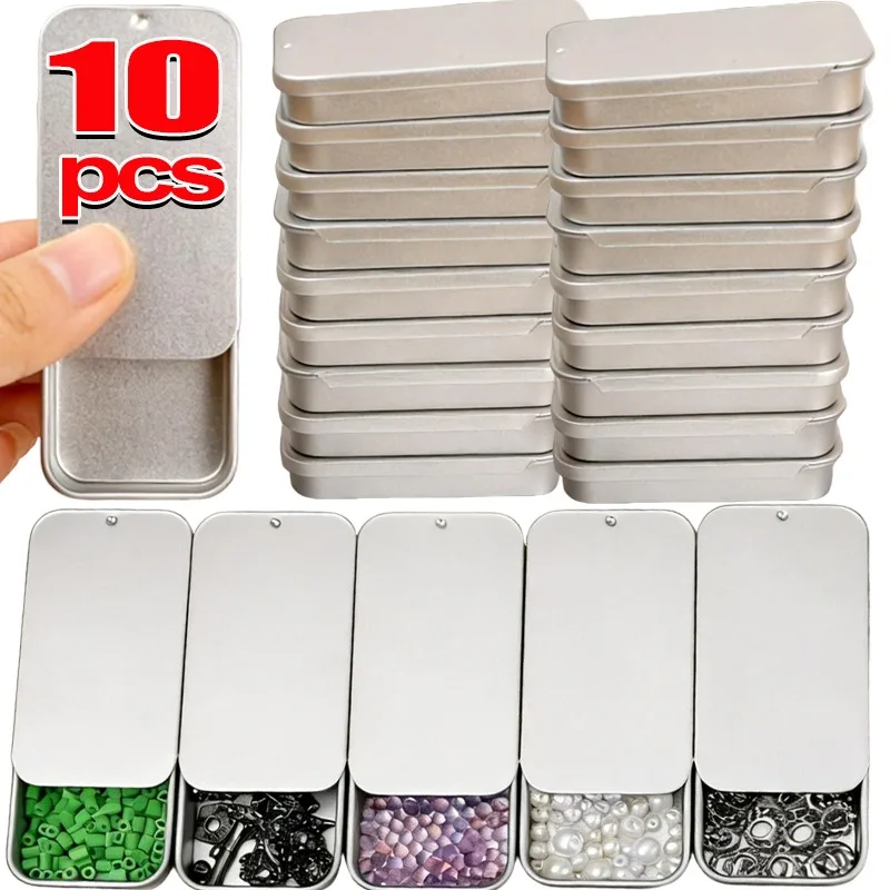 

1/10pcs Jewelry Storage Box Sliding Cases Sliver Organizer for Rings Earrings Beads Perfume Candy DIY Craft Portable Case Women