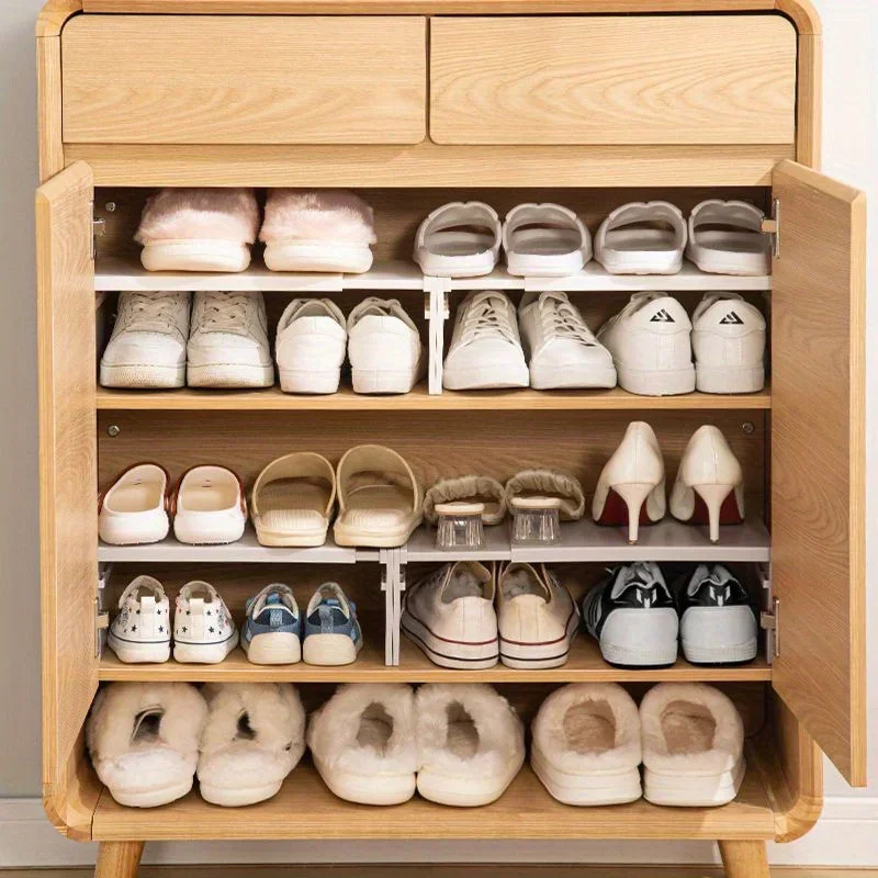 Expandable Storage Shelf, Shoe Rack with Tiered Dividers, Closet Organizer, Wardrobe Storage Cabinet, Desktop Organizer Board