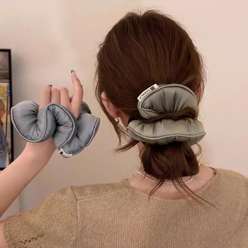 Sponge Sleep Elastic Ponytail Holder Hair Scrunchies For Women Hair Accessories Girls Soft Solid Satin Filled Cotton Big Bands view 6
