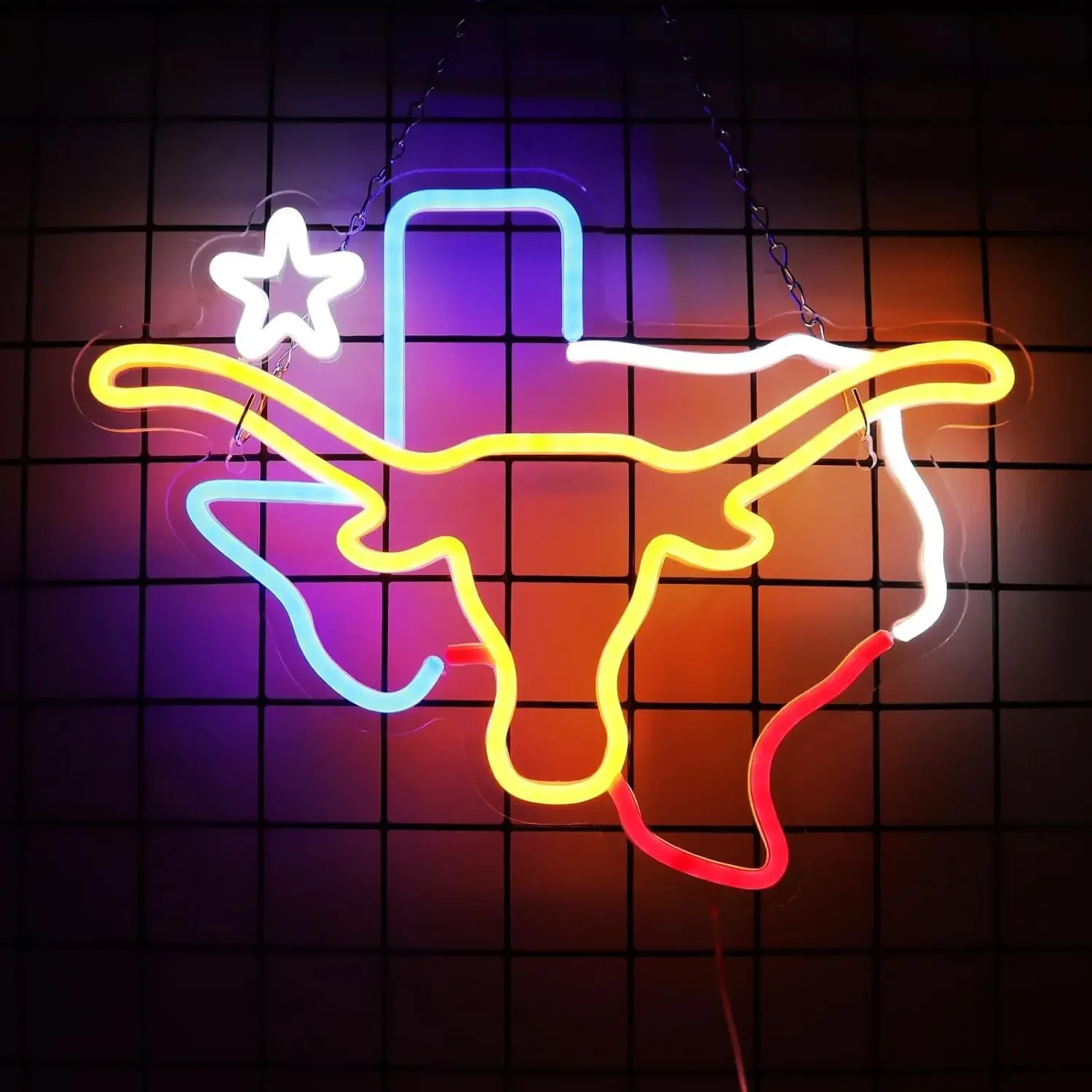 

TEXAS Longhorn Neon Sign Dimmable Neon Lights for Bar Pub Bedroom Office Man Cave Party Decor Aesthetics Draw Birthday Gifts