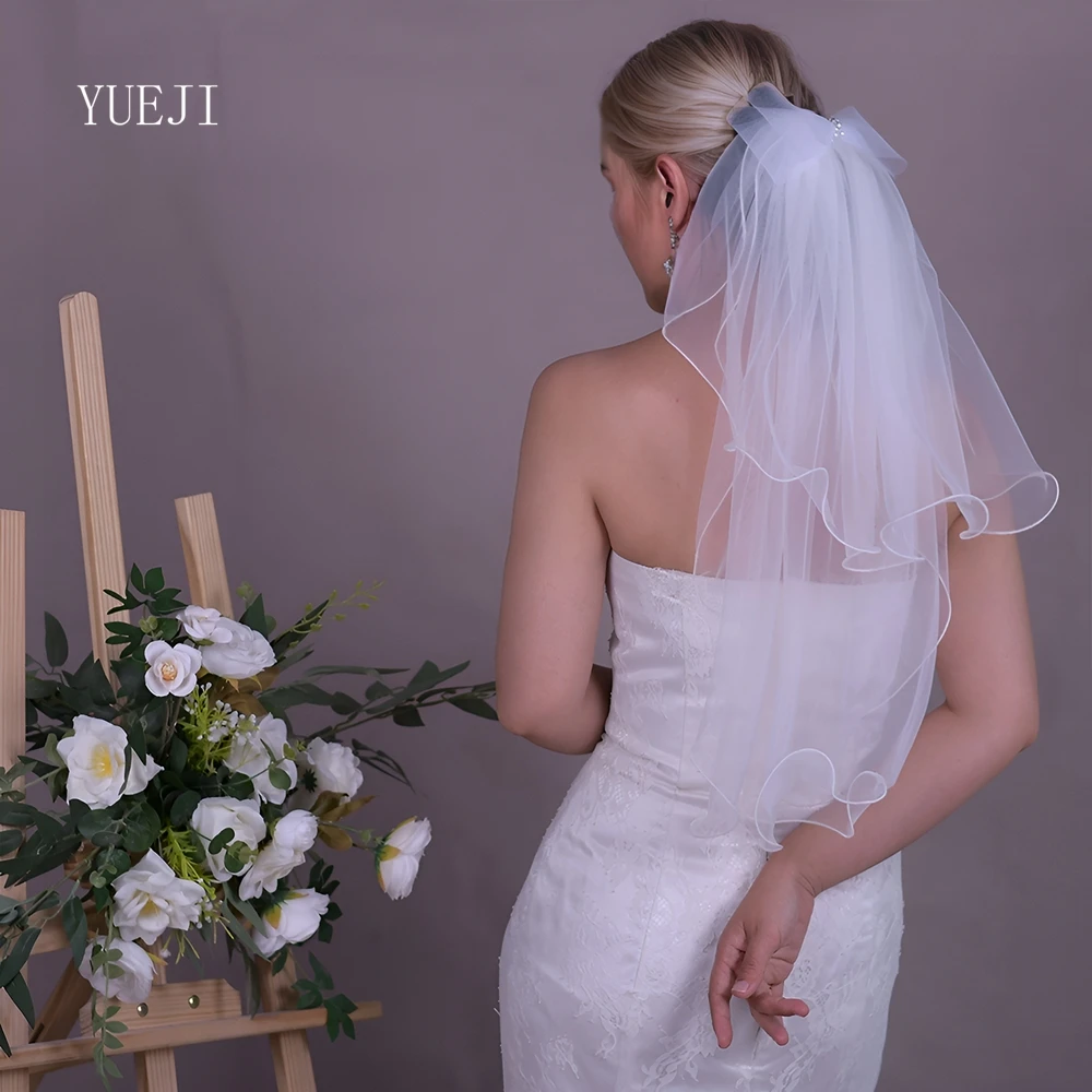 

YUEJI White Double Bow Bridal Veil Original Ideas Pencil edge Veil Wedding Cosas Para Boda New arrive 2024 YJ226