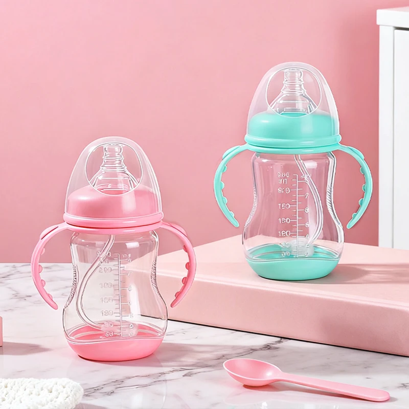 2 قطعة/1 قطعة زجاجة أطفال خالية من مادة BPA، حلمة مثل التصميم، مضادة للسقوط، لمسة طبيعية، مضادة لطي الحلمة، سهلة التنظيف