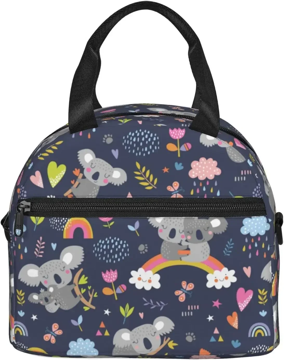 Rainbow Koala Reusable Insulated Lunch Bag for Women Men Novelty  Tote Box with Adjustable Shoulder Strap