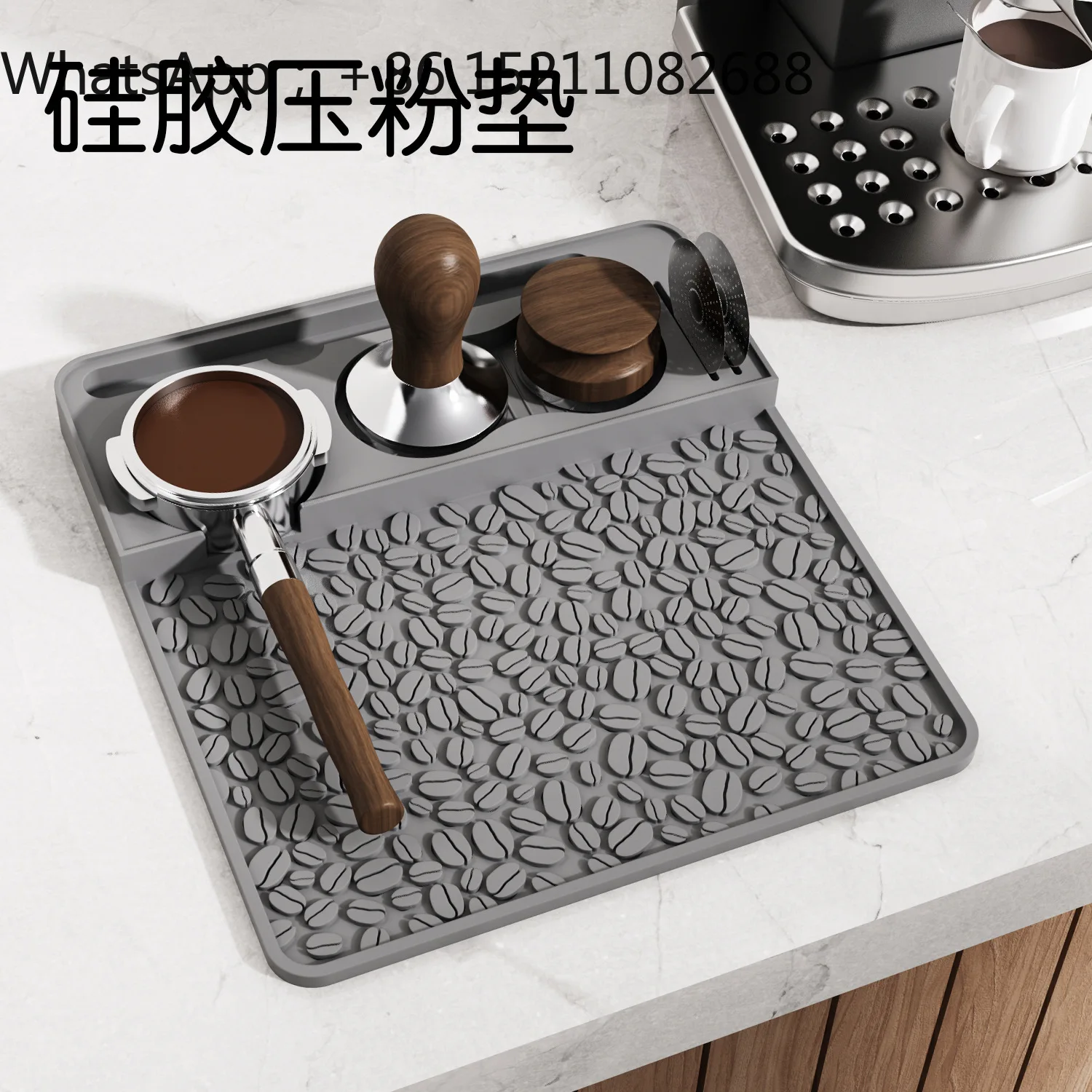 LLY Silicone Coffee Powder Press Pad Non-slip Belt Raised Edge Bar Pad Corner Powder Press Hammer Tray Storage Pad