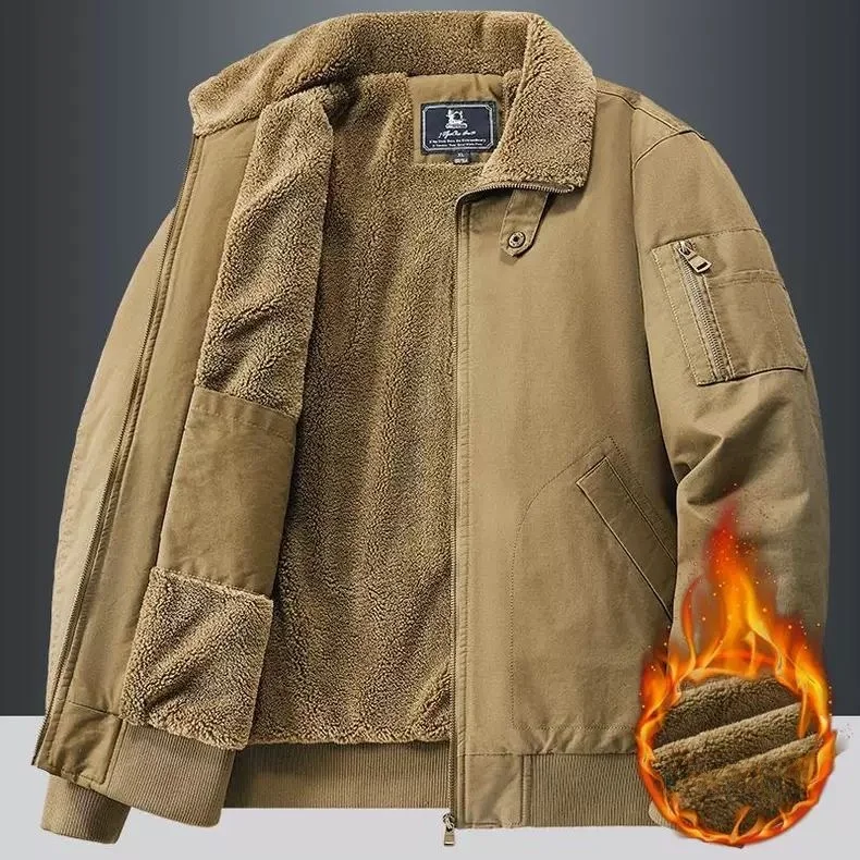 

Winter New Lamb Velvet Lined Thiened Loose Cotton Jaet Men's Faionable Workwear Coat Warm Long Sve Color
