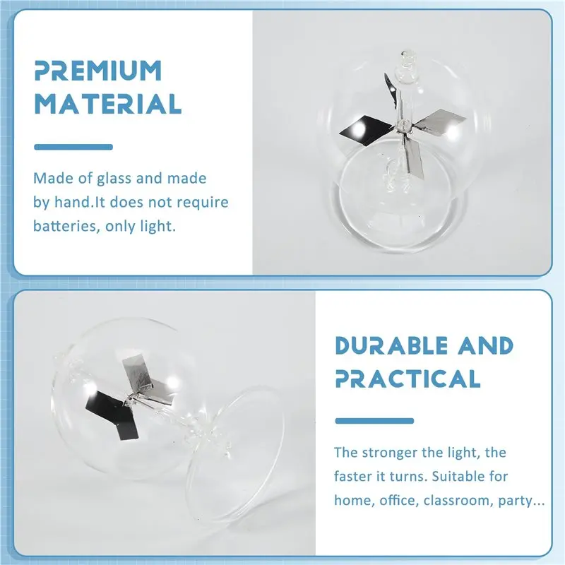 ABJN-Solar Crookes Radiometer Glass Windmill Handmade For Party Home Decoration Gift Transparent