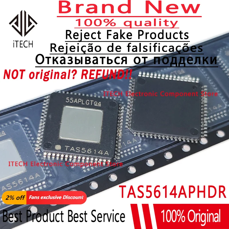 

(5-10)pcs/lot Original TAS5614A TAS5614APHDR 5614 TAS5614 TQFP64 Class D Audio Digital Power Amplifier 100%New and Genuine