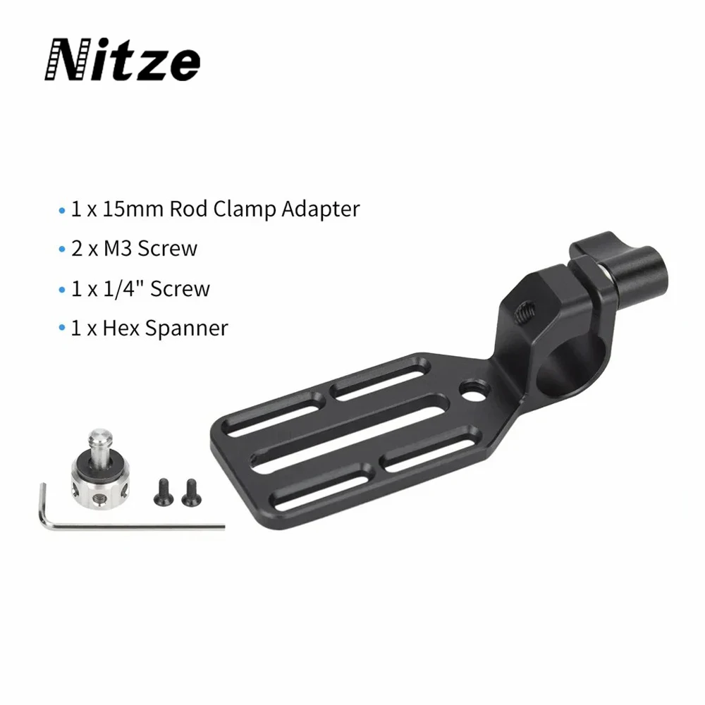 Nitze 15mm Rod Clamp Adapter with Mounting Plate for Monitor, Wireless Transmitter / Receiver and DJI Focus Pro LiDAR - N10D
