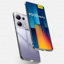 Funda de teléfono transparente para Xiaomi Poco M6 Pro M6pro 4G, carcasa trasera suave para Xiaomi poko M 6 6pro poxoM6, carcasa protectora transparente