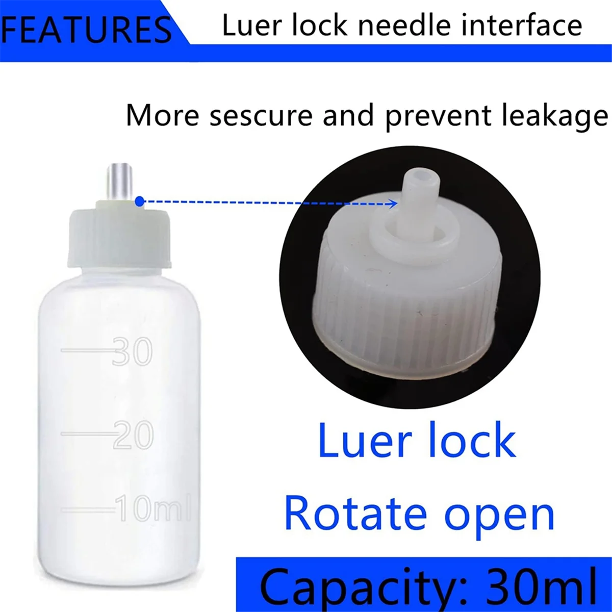 6 Pcs Glue Applicator Bottles, 30ml Plastic Squeezable Dropper Bottles with Blunt Needle Tip 14ga 16ga 18ga 20ga