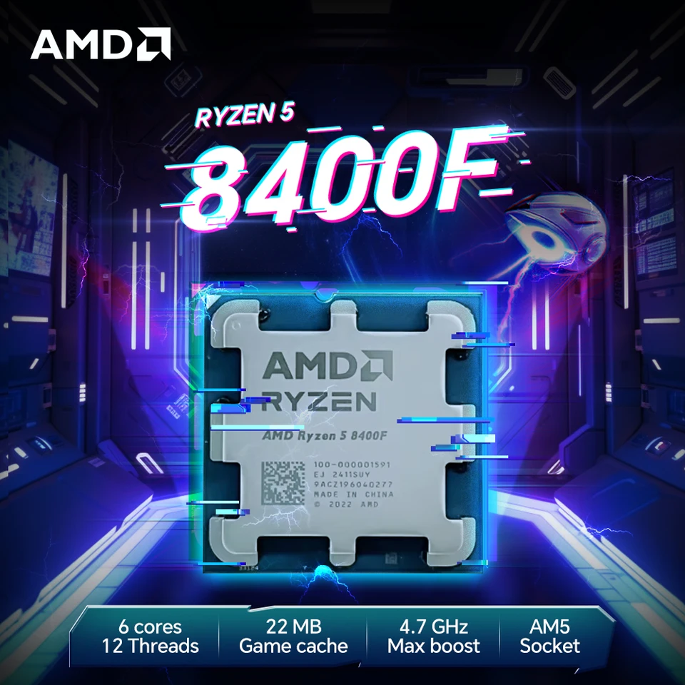 AMD Ryzen 5 8400F 65W 4.2GHz Gaming Processor 4NM L3=16M 6-Core 12