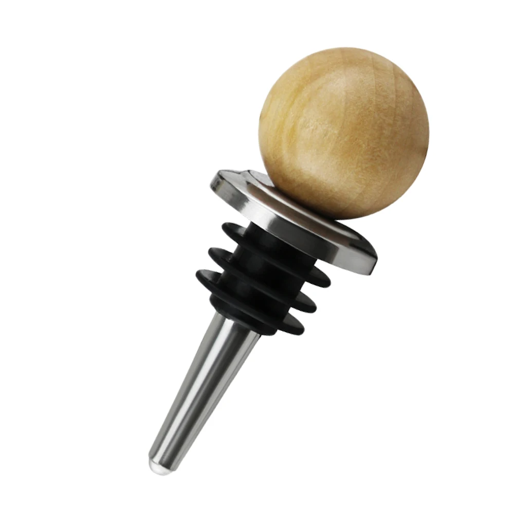 

3pcs Stainless Steel Stopper Silicone Wood Design Airtight Bottle Sealer for Red Beer Vinegar Soy Sauce Leakproof