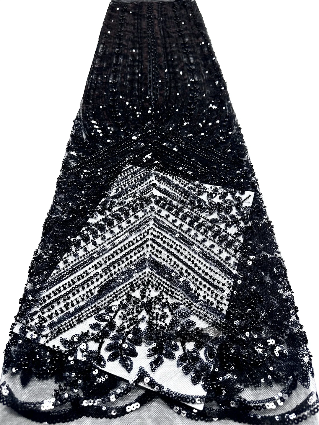 

2025 African Tulle Lace Fabric French Sequins Fabric Sewing Embroidery With Beaded Lace Tulle Mesh Nigeria Dress 5 Yards sewing