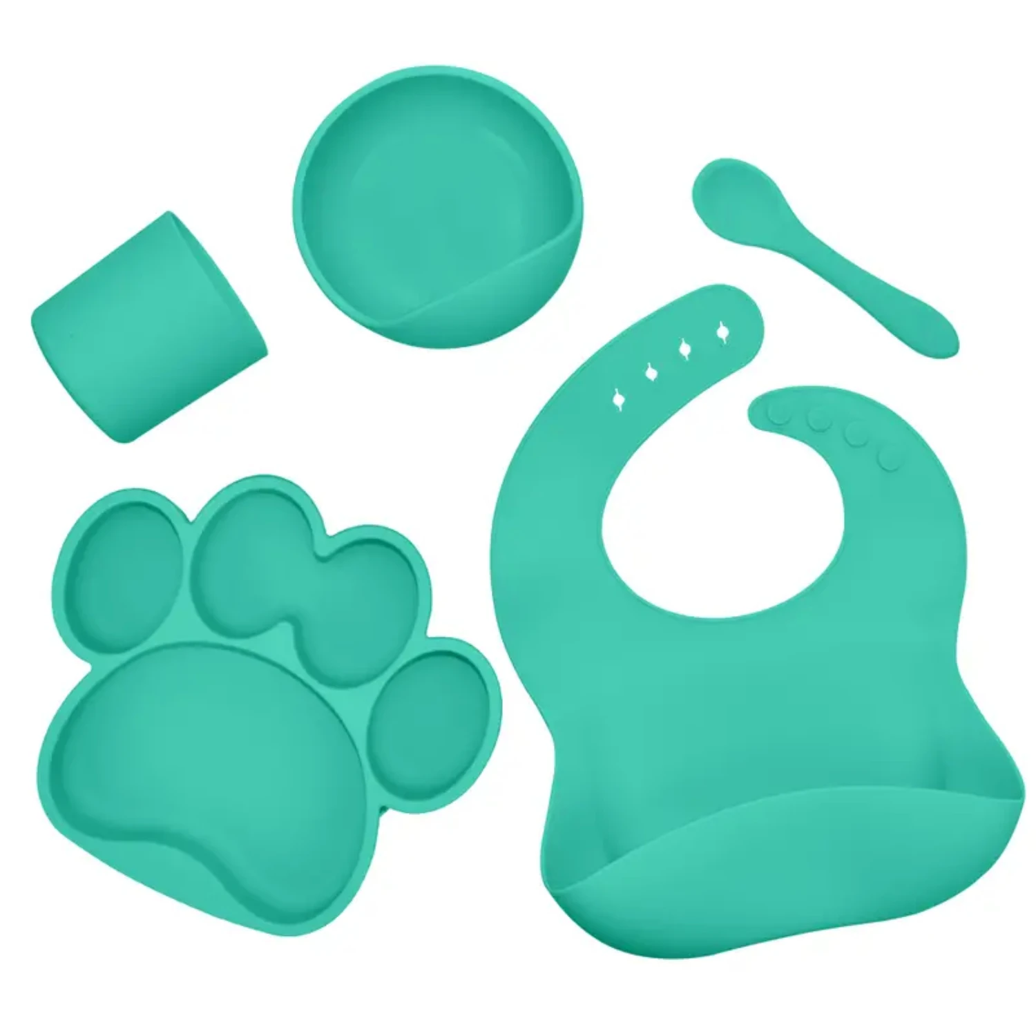 Children's Bib Dinner Plate Set 5PCS