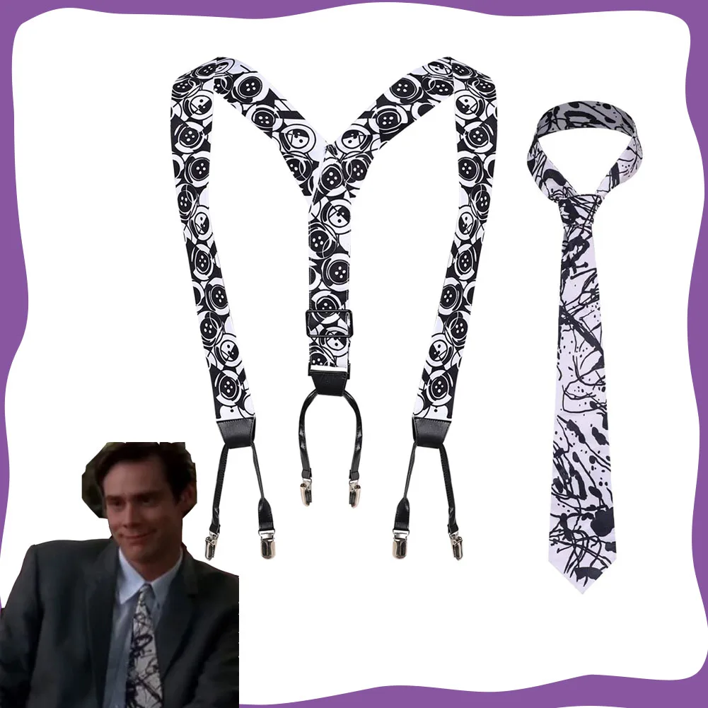 

Stanley Cosplay Men Strap Belts Tie Roelplay Movie The Mask Necktie Costume Accessories for Adult Male Halloween Carnival Party