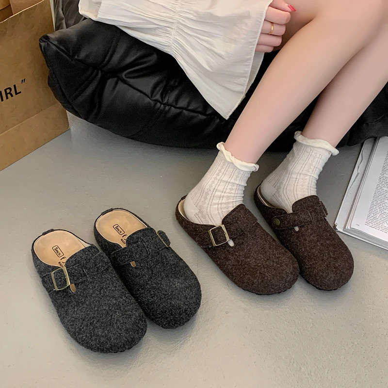 

Женские тапочки, новые модные повседневные тапочки, пробковые сабо, сандалии на платформе, сабо, нескользящая подошва с пряжкой, уличная домашняя обувь, женские шлепанцы