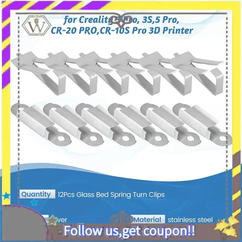 AU33-12Pcs Glass Bed Spring Turn Clips For Creality Ender 3 Pro, Ender 3S,Ender 5 Pro,CR-20 PRO,CR-10S Pro 3D Printer