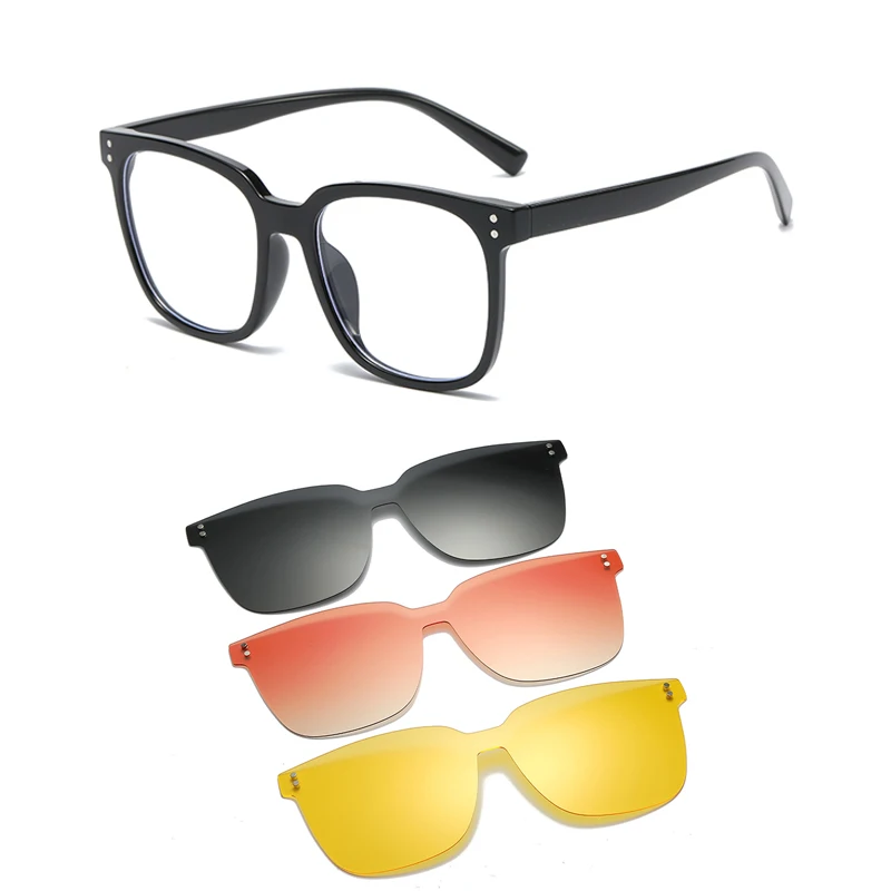 TR90 Myopia Sunglasses Women Magnet Sunshade Polarized Clip On Sun Glasses Eyeglasses Frame 6In1 Come With Glasses Box