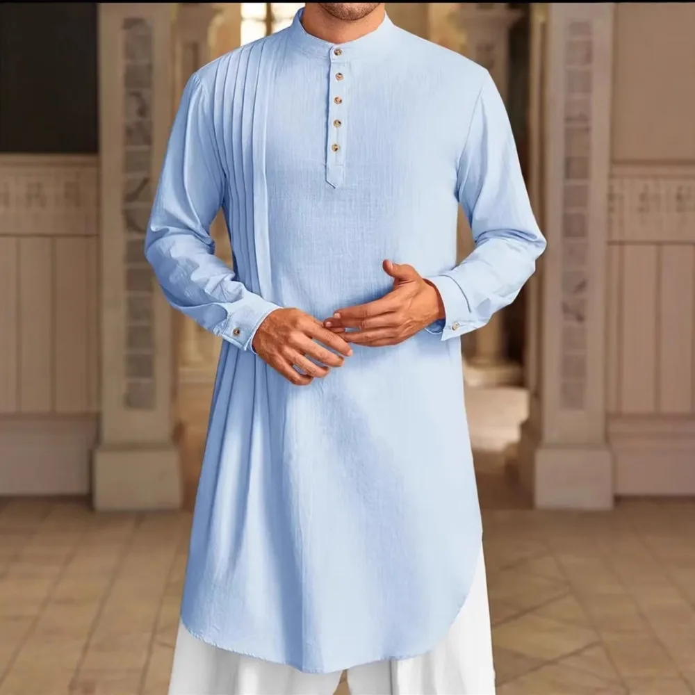 Muslim Middle Eastern Arab, Men's Button-Down Shirt, Muslim Robe for Dress Up and Cosplay