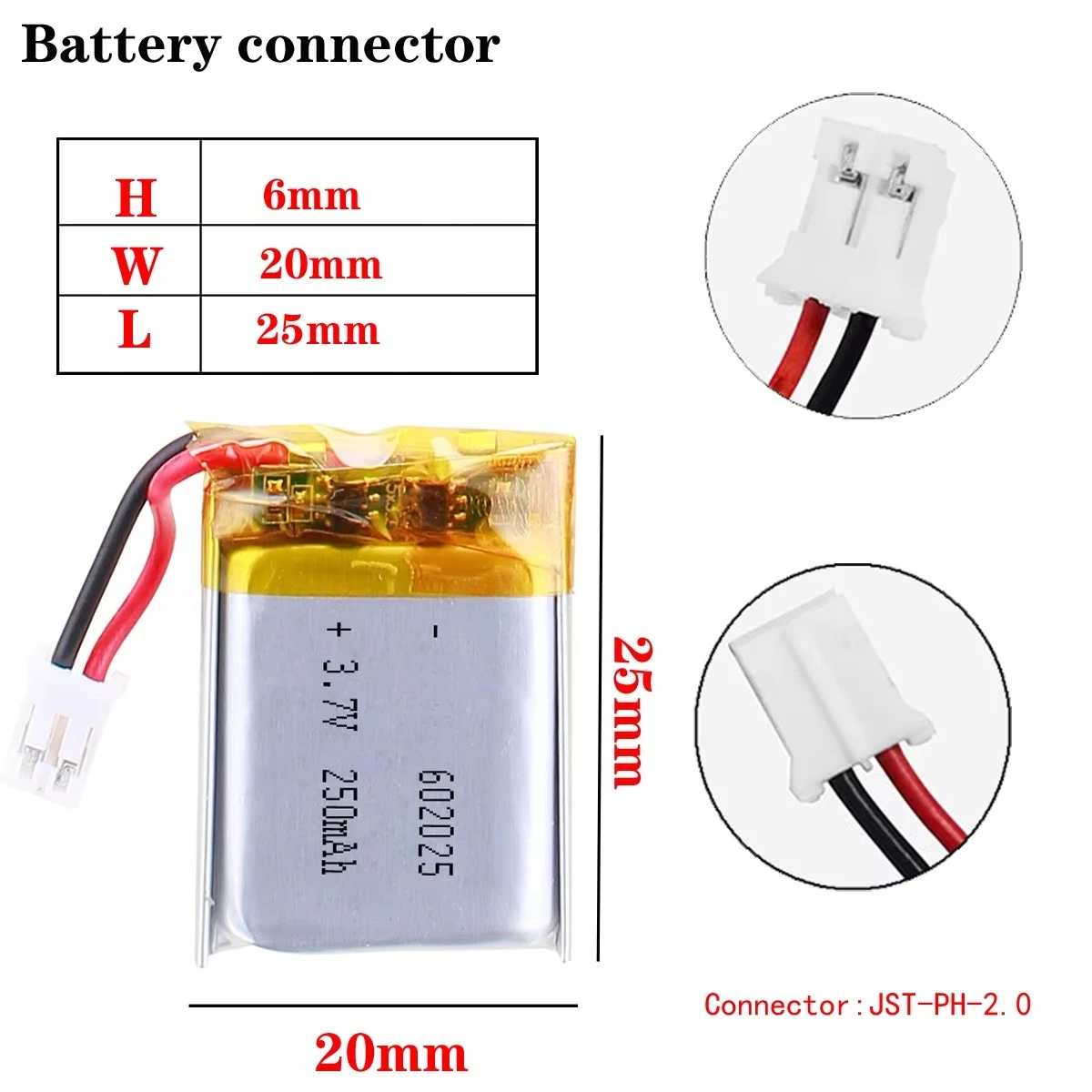 1-10pcs 602025 Battery 250mAh 3.7V Lithium Polymer Battery for GPS Smart Watch Flashlight Electric Toy Speaker Headset