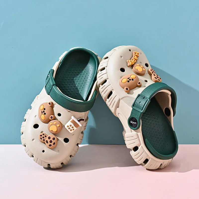 Summer Cartoon Clogs Boys Girls Beach Shoes Casual Breathable Garden Shoes Hollow-out Slippers Summer EVA  Sandals Size #24-35