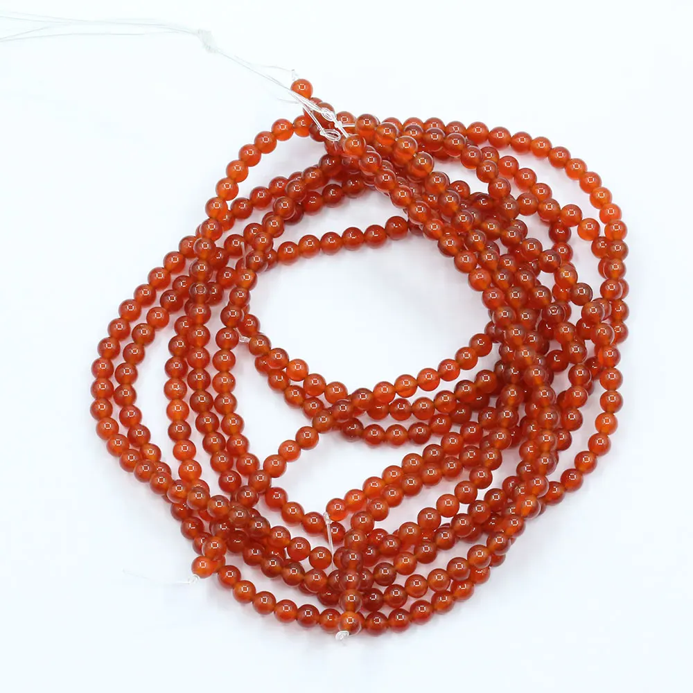 APDGG 4mm 5 Strands Natural Carnelian Red Agates Round Beads Gemstone Beads 15